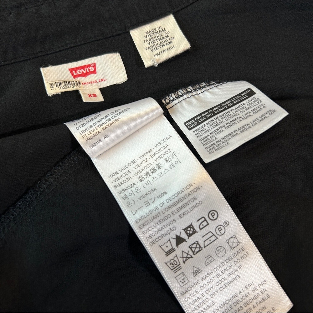 Levi's Selita Western Fringe black snap button collared shirt XS - Picture 4 of 6